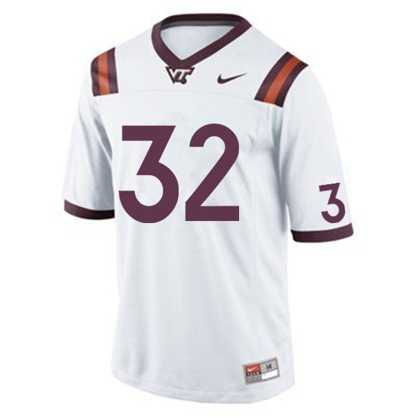 Men #32 Hunter Green Virginia Tech Hokies College Football Jerseys Sale-White